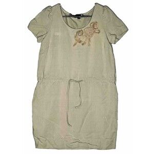 LOVE Moschino Tan Shift Dress w/ Rosettes & Belt Tie Sz 10 (US) 46 (IT)
